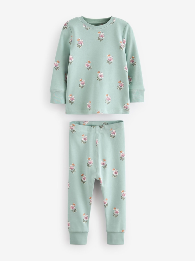 Bleu/ Peach/ Cream Ditsy - Pyjama Floral Snuggle 3 Pack (9mths-10yrs) - Image 8 of 10