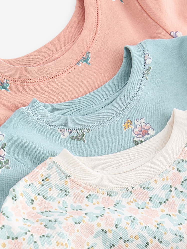 Bleu/ Peach/ Cream Ditsy - Pyjama Floral Snuggle 3 Pack (9mths-10yrs) - Image 9 of 10