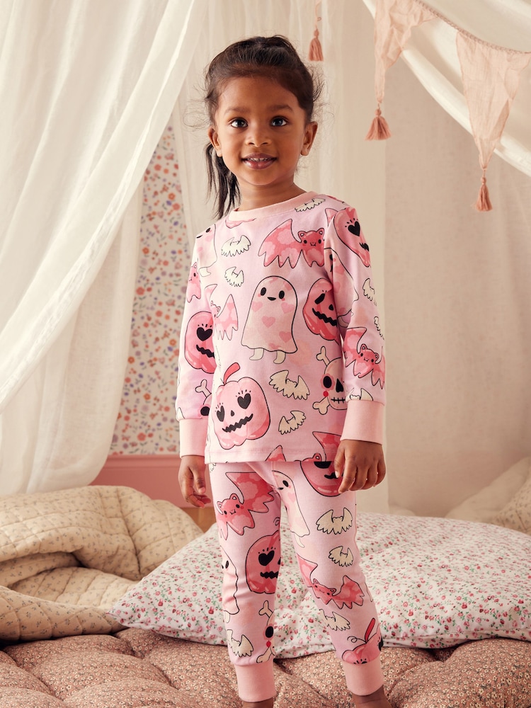 Pink Ghost Halloween Snuggle Pyjamas (9mths-12yrs) - Image 1 of 5