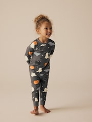 Grey Matching Family Halloween 100% Cotton Glow in the Dark Snuggle Pyjamas (9mths-12yrs) - Image 1 of 9