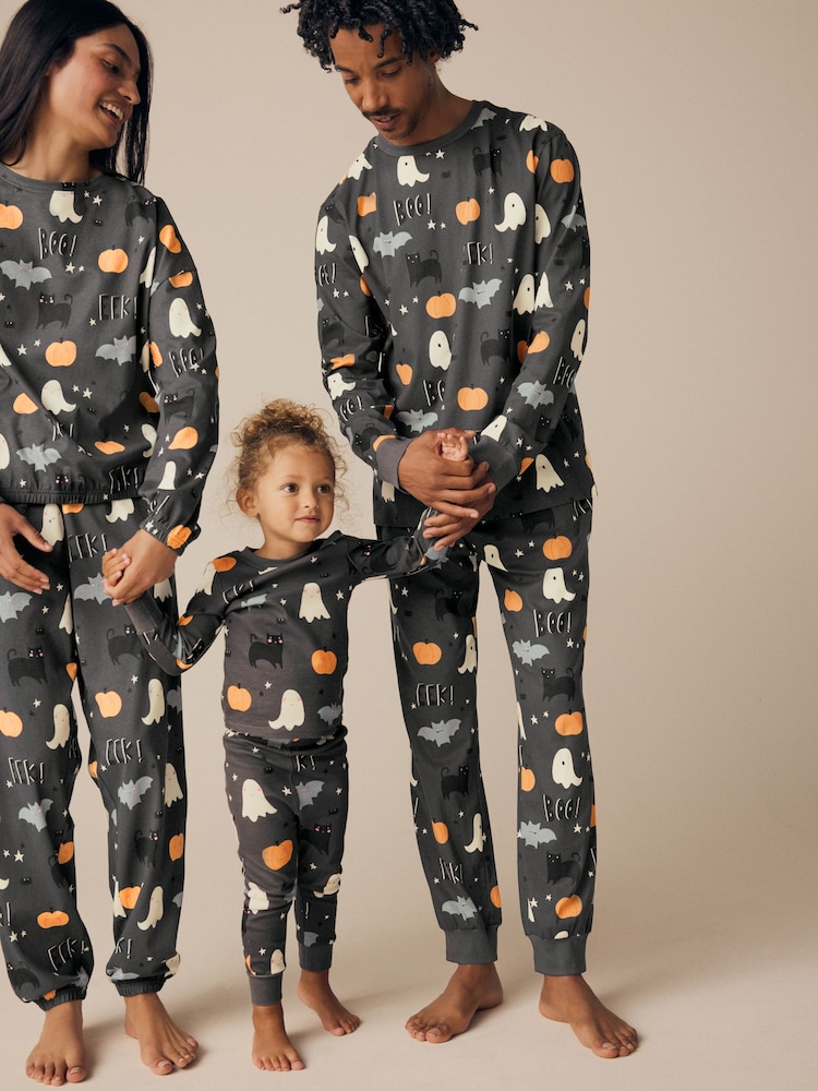 Grey Matching Family Halloween 100% Cotton Glow in the Dark Snuggle Pyjamas (9mths-12yrs) - Image 2 of 9