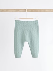 Mineral Blue Baby Textured Knit 100% Cotton Top and Leggings Set (0mths-3yrs) - Image 10 of 15