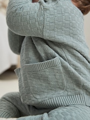 Mineral Blue Baby Textured Knit 100% Cotton Top and Leggings Set (0mths-3yrs) - Image 4 of 15