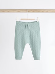 Mineral Blue Baby Textured Knit 100% Cotton Top and Leggings Set (0mths-3yrs) - Image 7 of 15