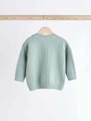 Mineral Blue Baby Textured Knit 100% Cotton Top and Leggings Set (0mths-3yrs) - Image 8 of 15