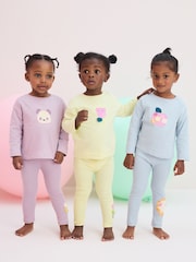 Lila/Gelb/Blau mit Charakteren - Pyjama-Leggings aus 100 % Baumwolle im 3er-Pack (9M.–10J.) - Bild 1 von 15