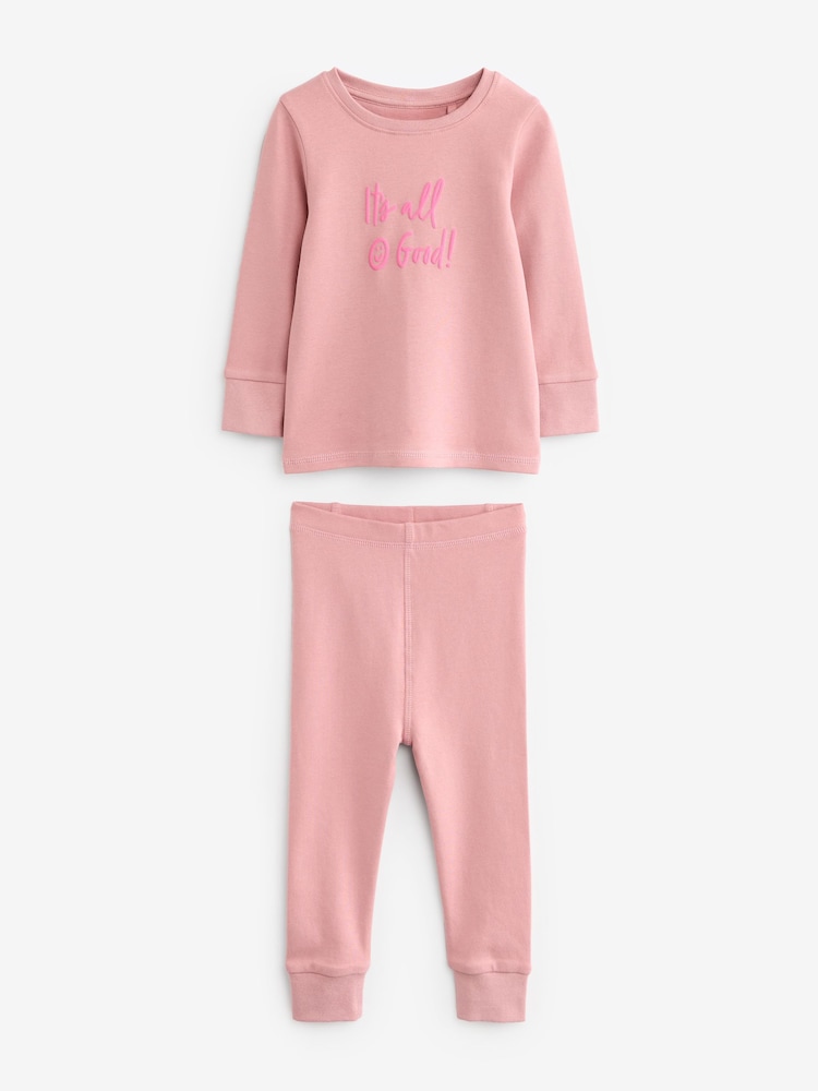 Slogan rose/jaune - Lot de 3 pyjamas confortables imprimés (9mois à12ans) - Image 6 of 9