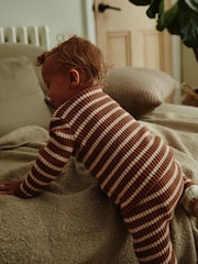 Brown Stripe Baby Knitted Rib Top and Leggings Set (0mths-2yrs) - Image 4 of 12
