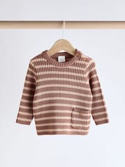 Brown Stripe Baby Knitted Rib Top and Leggings Set (0mths-2yrs) - Image 5 of 12