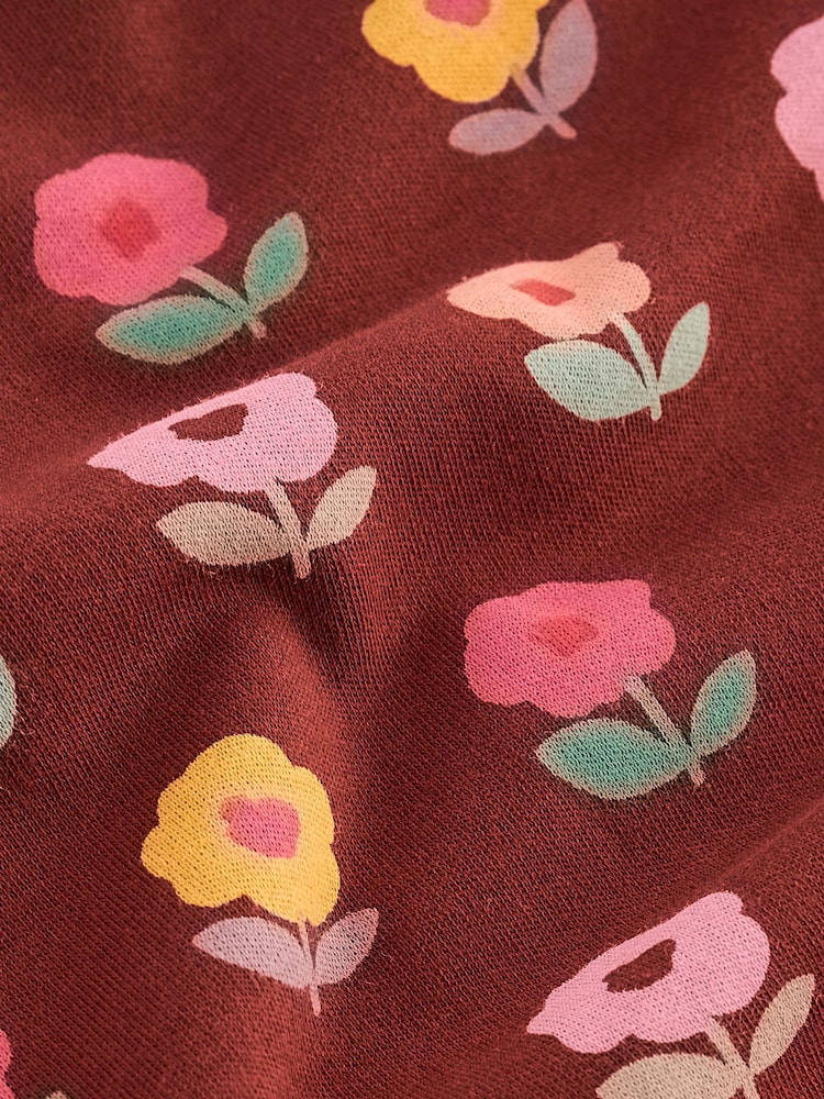 وردي/بني فاتح/أبيض ريترو موردة - حزمة من 3 قطع بيجامة دافئة ومزيَّنة بطبعة ورود (9شهور-16سنوات) - صورة 6 من 6