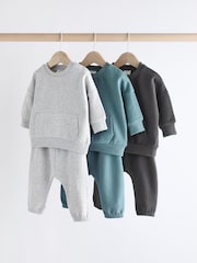 Grey/Blue Baby Sweatshirt and Joggers Set 6 Pack - Image 1 of 15