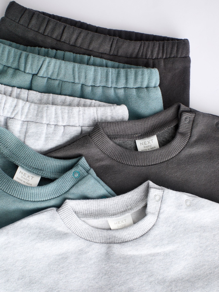 Grey/Blue Baby Sweatshirt and Joggers Set 6 Pack - Image 12 of 15