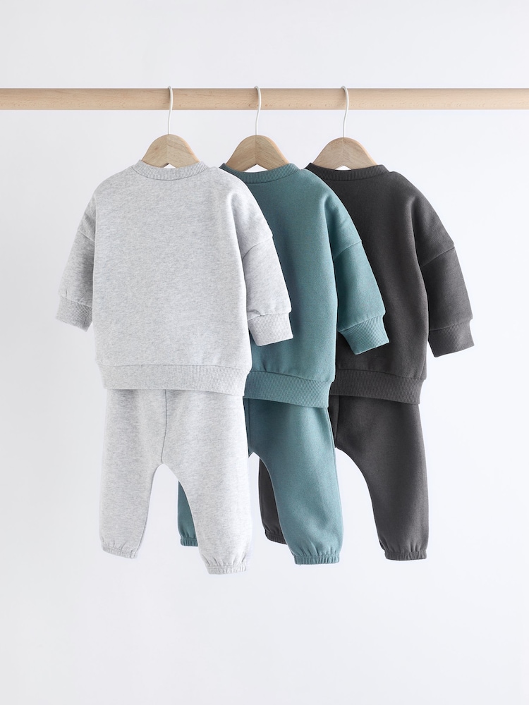 Grey/Blue Baby Sweatshirt and Joggers Set 6 Pack - Image 2 of 15