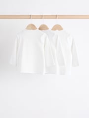 White Baby Long Sleeve 100% Cotton T-Shirts 3 Pack - Image 2 of 9