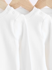 White Baby Long Sleeve 100% Cotton T-Shirts 3 Pack - Image 5 of 9