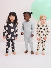 Charocal/siva/Cream srce; srčast - rožast vzorec mehek in prijeten na dotik Pyjamas 3 Pack (9mths-12yrs) - Slika 1 iz 12