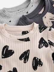 Charocal/siva/Cream srce; srčast - rožast vzorec mehek in prijeten na dotik Pyjamas 3 Pack (9mths-12yrs) - Slika 12 iz 12