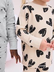 Charocal/siva/Cream srce; srčast - rožast vzorec mehek in prijeten na dotik Pyjamas 3 Pack (9mths-12yrs) - Slika 4 iz 12