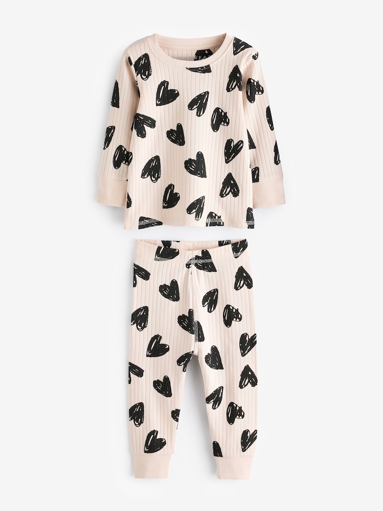 Charocal/Grey/Cream Heart Snuggle Pyjamas 3 Pack (9mths-12yrs) - Image 8 of 12