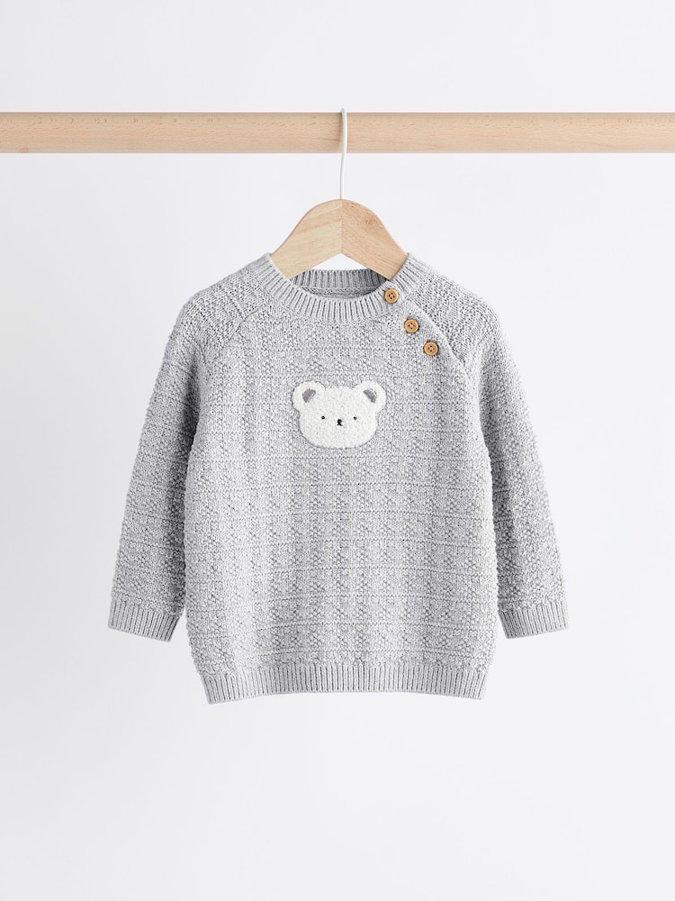 Grey Bear Baby Knitted 100% Cotton Top and Leggings Set (0mths-2yrs) - Image 3 of 11