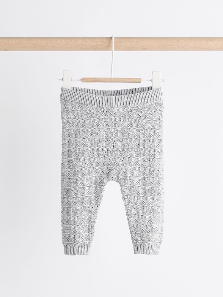 Grey Bear Baby Knitted 100% Cotton Top and Leggings Set (0mths-2yrs) - Image 4 of 11