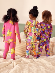 Pink/Blue Character Printed Snuggle Pyjamas 3 Pack (9mths-12yrs) - Image 3 of 9