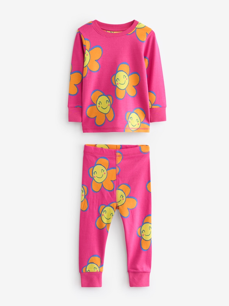 Pink/Blue Character Printed Snuggle Pyjamas 3 Pack (9mths-12yrs) - Image 8 of 9