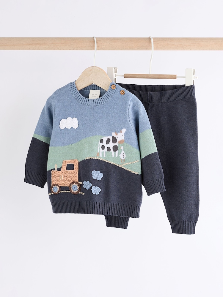 Blue Farm Baby Knitted Top and Leggings Set (0mths-2yrs) - Image 1 of 6