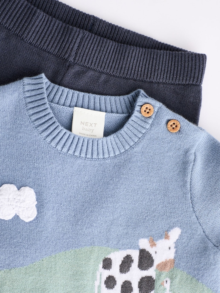 Blue Farm Baby Knitted Top and Leggings Set (0mths-2yrs) - Image 4 of 6