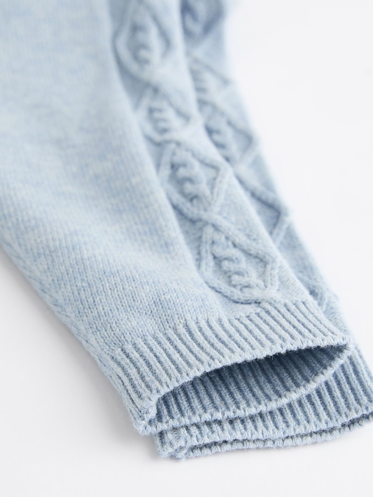 Blue Baby Collar Knitted 100% Cotton Jumper And Leggings Set (0mths-2yrs) - Image 11 of 11