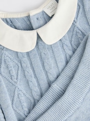 Blue Baby Collar Knitted 100% Cotton Jumper And Leggings Set (0mths-2yrs) - Image 9 of 11