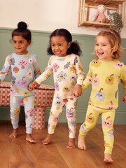 Green/Blue Pumpkin 100% Cotton Printed Snuggle Pyjamas 3 Pack (9mths-10yrs) - Image 1 of 10