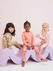 Orange/Vert Pumpkin - 3 Lot 100% Coton Manches longues Se blottir Pyjamas (9mths-12yrs) - Image 1 de 10