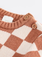 Brown Checkerboard Knitted Baby Romper (0mths-2yrs) - Image 10 of 10