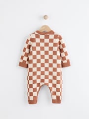 Brown Checkerboard Knitted Baby Romper (0mths-2yrs) - Image 5 of 10