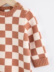 Brown Checkerboard Knitted Baby Romper (0mths-2yrs) - Image 6 of 10