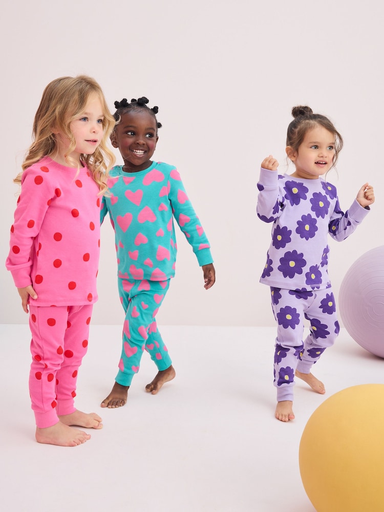 Vijolična/roza/zelena - Pižama Snuggle 3 Pack (9mths-12yrs) - Slika 1 iz 11 Vijolična/roza/zelena - Pižama Snuggle 3 Pack (9mths-12yrs) - Slika 1 iz 11