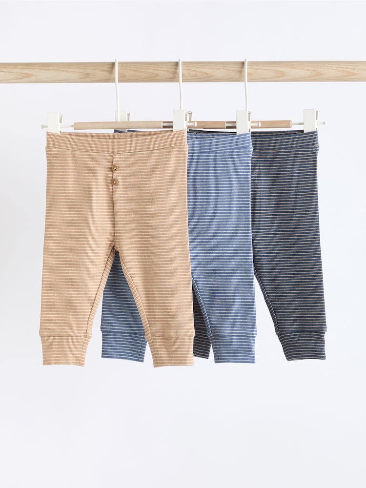Blau/Neutral/Gestreift - Baby-Leggings im 3er-Pack - Bild 1 von 6