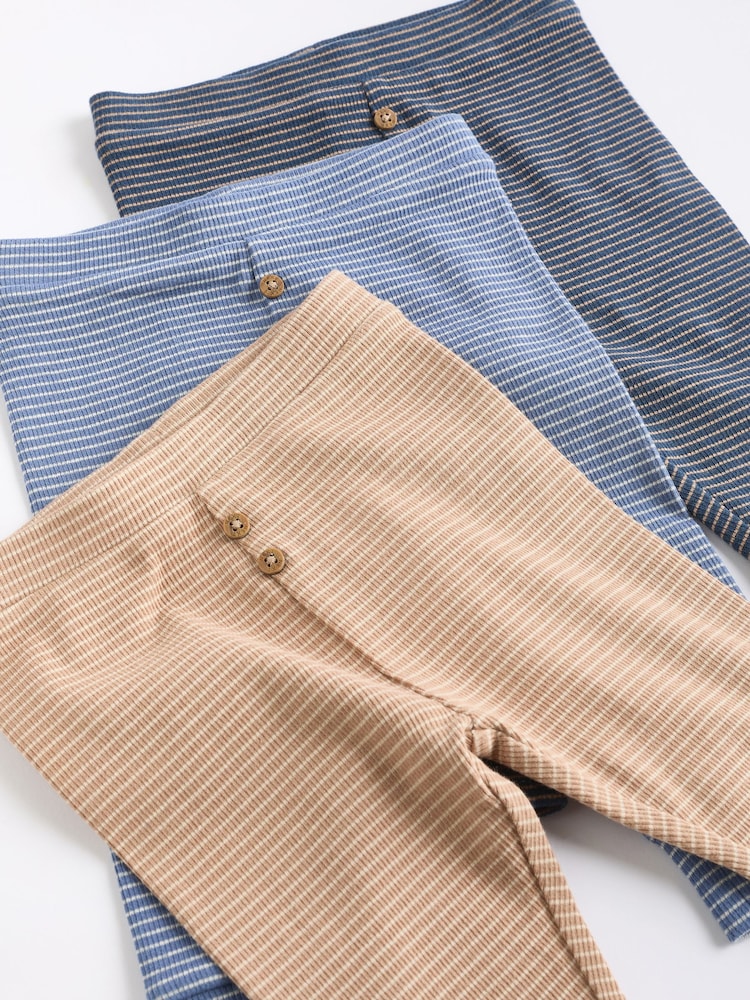 Blauw/naturel gestreept - Verpakking van 3 babyleggings - Image 5 of 6