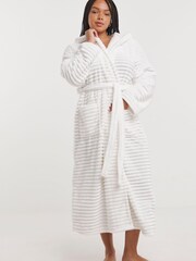 Simply Be Cream Pretty Secrets Luxury Fleece Hooded Robe - Image 1 of 4