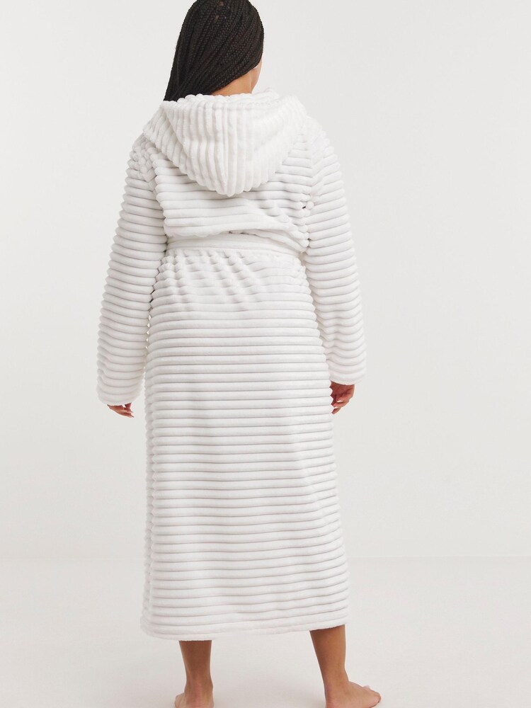Simply Be Cream Pretty Secrets Luxury Fleece Hooded Robe - Image 2 of 4