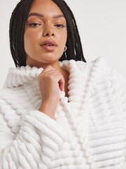 Simply Be Cream Pretty Secrets Luxury Fleece Hooded Robe - Image 4 of 4