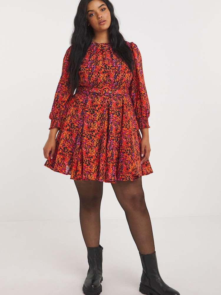 Simply Be Printed Georgette Skater Dress - Image 1 of 4