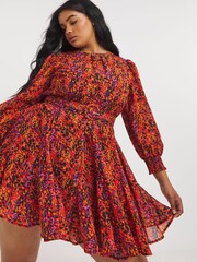 Simply Be Printed Georgette Skater Dress - Image 3 of 4