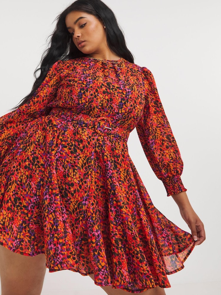 Simply Be Printed Georgette Skater Dress - Image 3 of 4