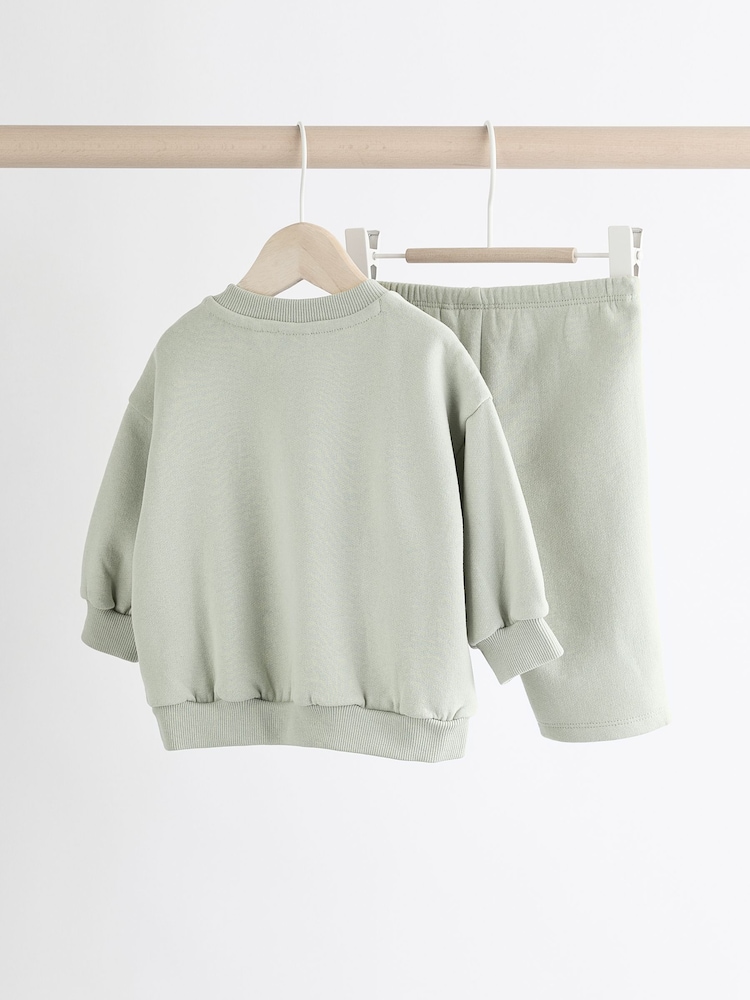Sage Green Tractor Baby Sweatshirt and Joggers Set - Image 7 of 15