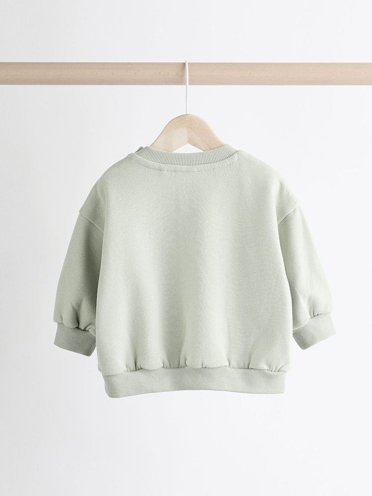 Sage Green Tractor Baby Sweatshirt and Joggers Set - Image 8 of 15