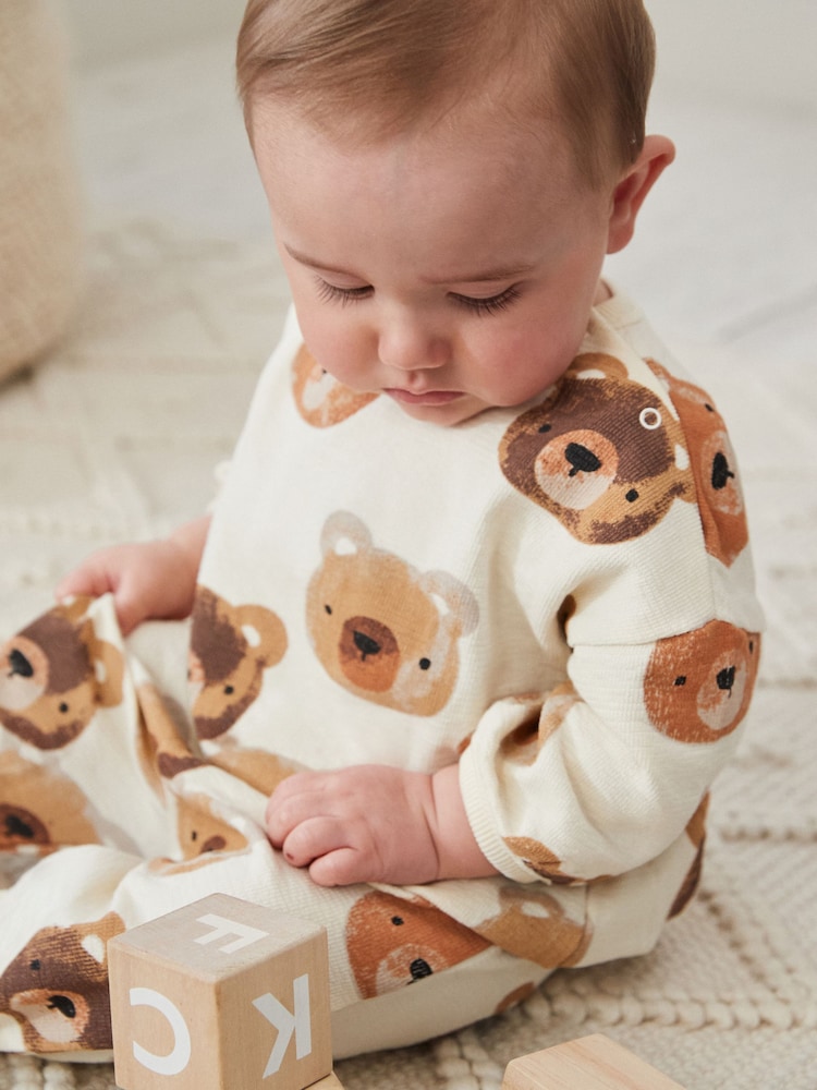 Neutral Bear Baby 100% Cotton Sweatshirt and Joggers Set - Image 2 of 13