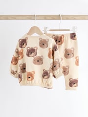 Neutral Bear Baby 100% Cotton Sweatshirt and Joggers Set - Image 4 of 13