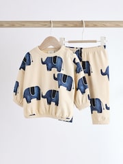 Blue Elephant Baby 100% Cotton Sweatshirt and Joggers Set - Image 1 of 12